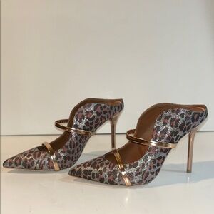 Malone Souliers Maureen Metallic Leopard Pointed Toe Heel Mules